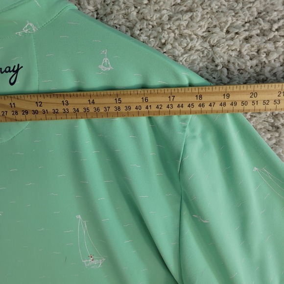 William Murray Golf Polo Shirt Men's Large Green Sailboat Geometric Performance - Picture 5 of 11